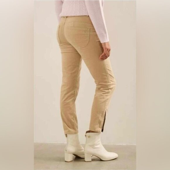 Tristan - Ladies Push Up Zip Up Corduroy Pant - Beige Ciment Stone. Size: 1. - Picture 7 of 8